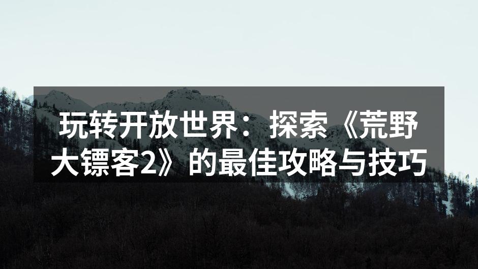 玩转开放世界：探索《荒野大镖客2》的最佳攻略与技巧